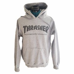 Thrasher Logo Gray Hoodie Small